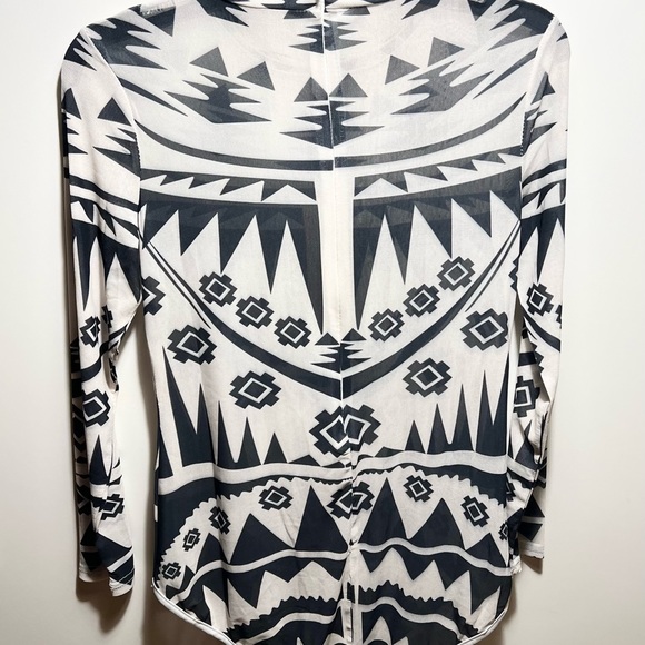 New Black and white Aztec design sheer bodysuit, size XL. - Picture 3 of 3